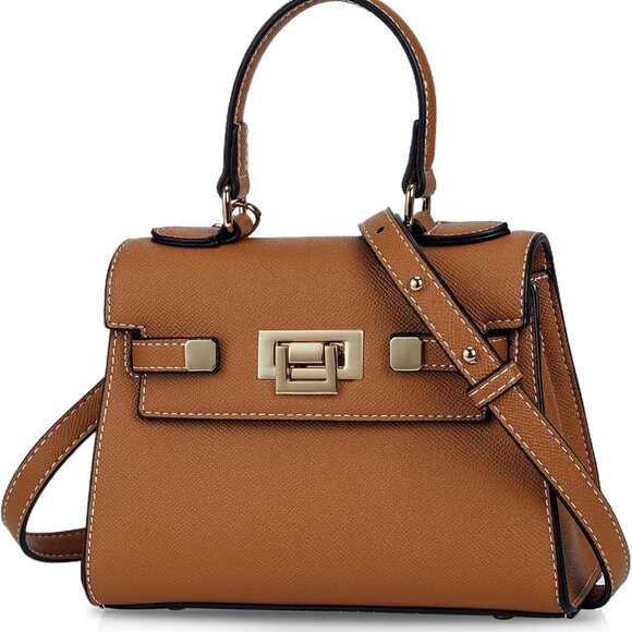 Mini Satchel Bag Faux Leather Small Crossbody Purse for Women Everyday Use - Picture 1 of 6